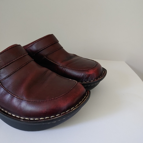 Alegria Seville Clog Chunky Leather Shoe Size 7 - 7.5 EU 37 Burgundy - Picture 13 of 16